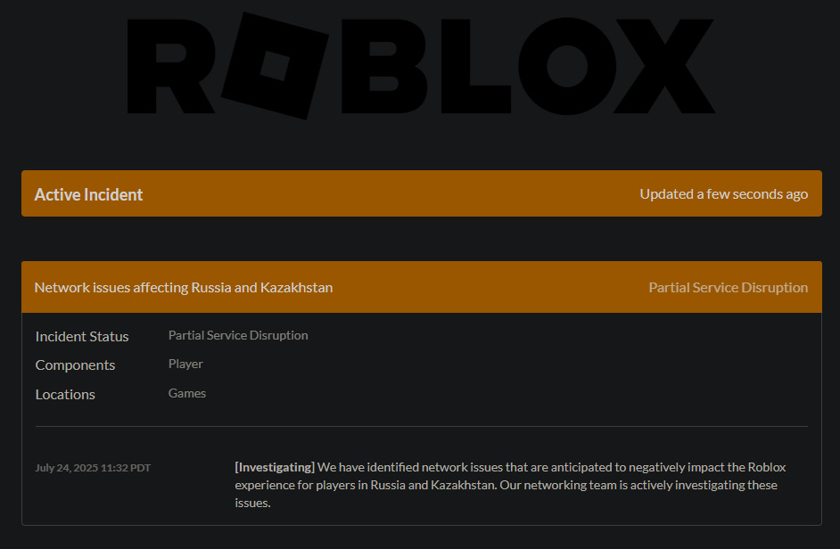 Роблокс перестал работать в России/Казахстане.